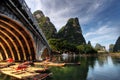 Bamboo raft on the Li river Royalty Free Stock Photo