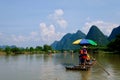 Bamboo raft on LijiangLi river at Yangshuo Guilin China Royalty Free Stock Photo