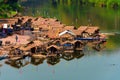 A bamboo raft on the Nan River in Hardpharkon village, nan province, Thailand Royalty Free Stock Photo