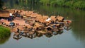 A bamboo raft on the Nan River in Hardpharkon village, nan province, Thailand Royalty Free Stock Photo