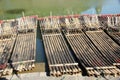 Bamboo raft by the river