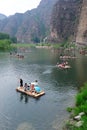 Bamboo raft at the river Royalty Free Stock Photo