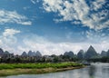 Bamboo raft at the Ulong river near Yangshuo Royalty Free Stock Photo