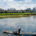 Bamboo raft at the Ulong river near Yangshuo Royalty Free Stock Photo