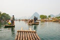 Bamboo raftign along YuLong, Guilin, China Royalty Free Stock Photo