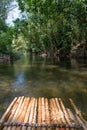 Bamboo rafting in green tropical scenery
