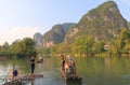 Bamboo rafting karst mountain landscape Yangshou China Royalty Free Stock Photo