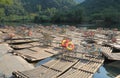 Bamboo rafting karst mountain landscape Yangshou China Royalty Free Stock Photo