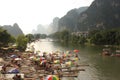 Bamboo rafting on Li-river, Yangshou, China Royalty Free Stock Photo