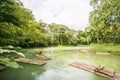 Bamboo Rafting on the Martha Brae River in Jamaica. Royalty Free Stock Photo