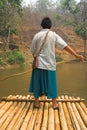 Bamboo rafting on river