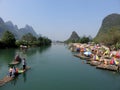 Bamboo rafting on a river near Yangshuo