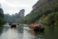 Bamboo rafting in Wuyishan mountains, China Royalty Free Stock Photo