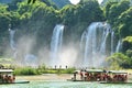 Bamboo Rafts at Ban Gioc Waterfall or Detian Waterfall in Guangxi Region