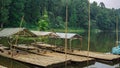 Bamboo rafts on lake Royalty Free Stock Photo