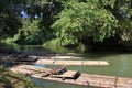 Bamboo rafts on the Martha Brae river, popular tourist day trip, Falmouth, Jamaica Royalty Free Stock Photo