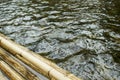 Bamboo rafts on the water in the river of Thailand,