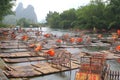 Bamboo rafts between Guilin and Yangshuo, China