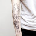 Delicate Bamboo Tattoo On Woman\'s Arm - Botanical Watercolor Style