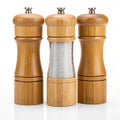 Bamboo salt and pepper grinders set Royalty Free Stock Photo