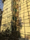 Bamboo Scaffolding on twenty five year old four storey building gating structural Repair work