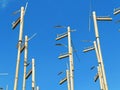 Bamboo sculpture sound and wind against blue sky