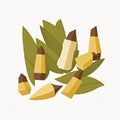Bamboo Shoots Vegetable Cute Playful Flat Icon by Generative AI