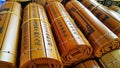 Bamboo slips of ancient Chinese writing Royalty Free Stock Photo