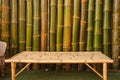 Bamboo slitter with fresh green wall on the floor