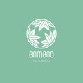 Bamboo spa salon logo. Spa emblem. Bamboo leaves in a circle with letters.