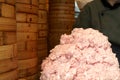 Bamboo steaming basket and fillings of Xiaolongbao in Shanghai, China