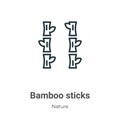 Bamboo sticks outline vector icon. Thin line black bamboo sticks icon, flat vector simple element illustration from editable