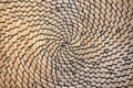 Bamboo table mat or round placemat texture closeup. Natural background