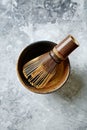 A bamboo tea whisk for matcha tea Royalty Free Stock Photo