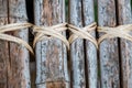 Bamboo tie with rope background Royalty Free Stock Photo