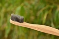 Bamboo tooth brush on banboo background Royalty Free Stock Photo