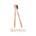 Bamboo toothbrush. Realistic 3d bamboo toothbrush with different color of bristles. Bamboo products. Zero waste. Save the world