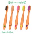 Bamboo toothbrushes set isolated color