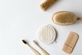 Bamboo toothbrushes, wood hairbrush, face wash, natural bristle brush.