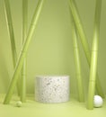 Bamboo Tree Concept With Minimal Modern Podium 3d Render