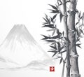 Bamboo trees and high mountains