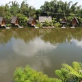 Bamboo village above the water Royalty Free Stock Photo