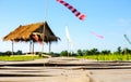 Bamboo walk way go to hut in the rice fields Royalty Free Stock Photo