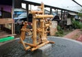 Bamboo water wheel local handmade in market. Royalty Free Stock Photo