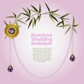 Bamboo Wedding Invitation card with bamboo and jewellery