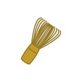 Bamboo whisk for matcha doodle icon, vector color line illustration