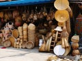 Bamboo wickerwork baskets on the thailand market place. Royalty Free Stock Photo