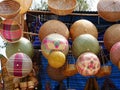 Bamboo wickerwork baskets on the thailand market place. Royalty Free Stock Photo