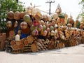 Bamboo wickerwork baskets on the thailand market place. Royalty Free Stock Photo