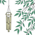 Bamboo wind chimes leaves on white background Royalty Free Stock Photo